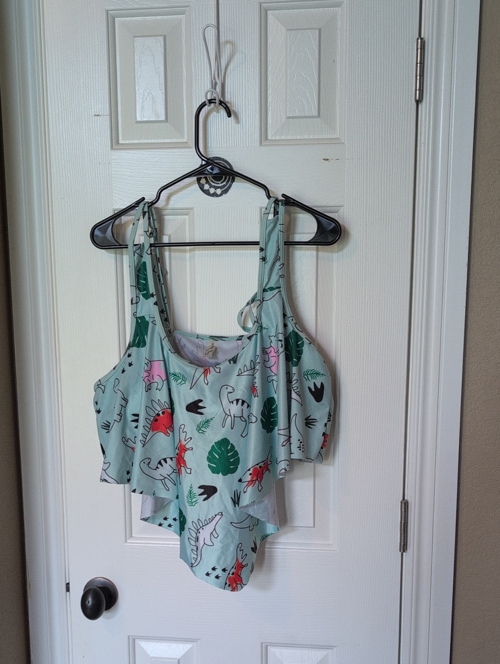 Rosegal Mint Green Dinosaur Print Bandeau Swim Top